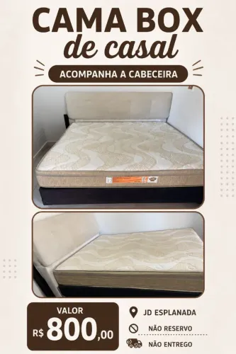 Cama box de  casal junto a cabeceira 