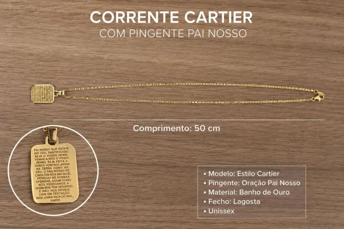 Corrente masculina com pingente