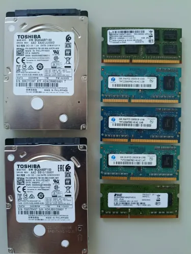 Conjunto 2 HDs de 1 TB - 1 memória 4GB - 4 memórias 2 GB