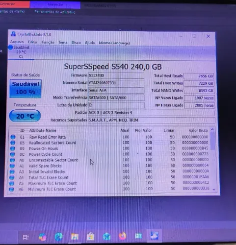 SSD 240GB 100% SAUDAVEL JA COM WINDOWS10 