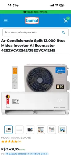 Ar condicionado Split Midea Novo 12.000 BTUs