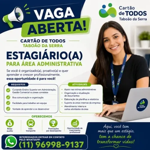 Vaga de Estagiário periodo tarde