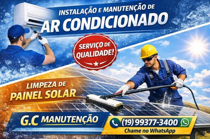 Manutenção de placa solar e ar condicionado