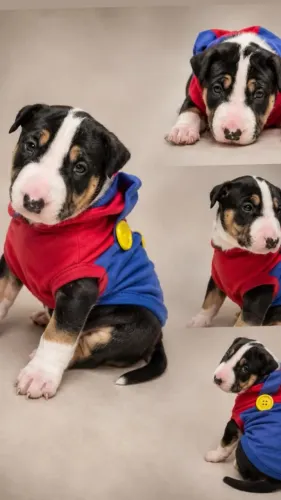 Bull Terrier Filhote Tricolor Macho Down Face 