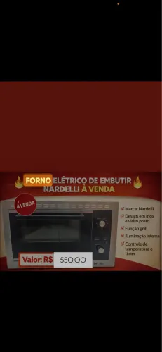 FORNO ELÉTRICO DE EMBUTIR NARDELLI