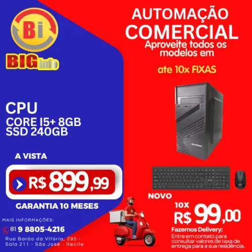 Pc Computador + Intel Core I5 + Ssd 240gb + 8gb Ram Ddr3 8 Gb - Em ate 10x Fixas