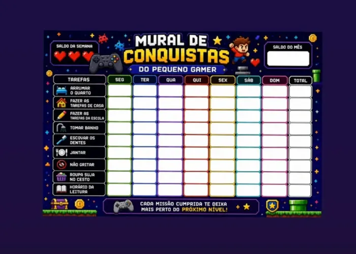 Planner magnética rotina de criança personalizado tamanho a4