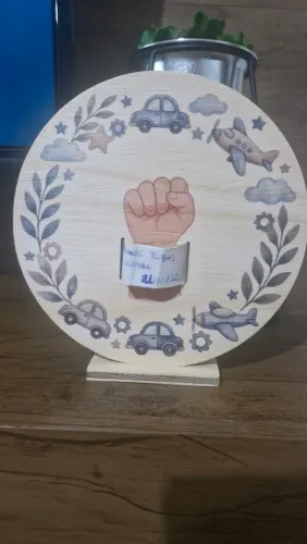Quadro nascimento personalizado pulseira recém nascido menino
