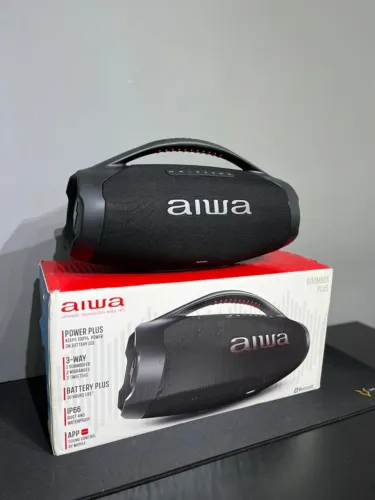 Caixa de Som Bluetooth AIWA Boombox Plus AWS-BBS-01-B - NOVA