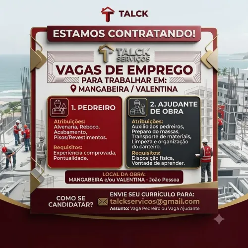 Vaga para PEDREIRO