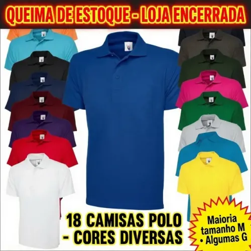 Estoque Final: 18 Camisas Polo Novas por Preço de Custo (R$ 200 o lote)
