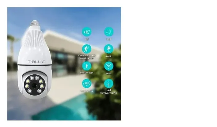 Câmera Wifi Lampada Giratoria