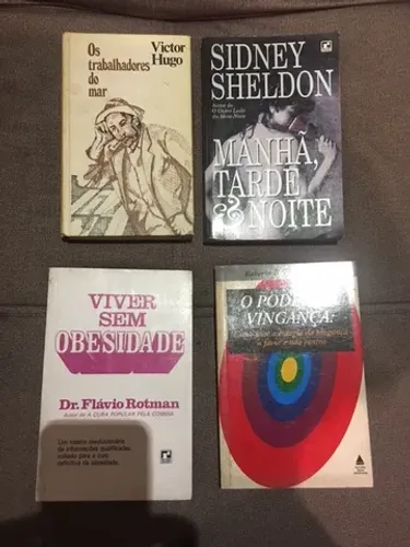 Livros: O Poder da Vingança, Os trabalhadores do Mar, Manhã, Tarde e Noite e Viver s Obes