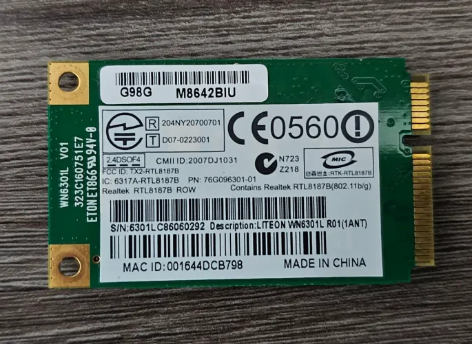 Placa de Rede Wireless Liteon WN6301L R01 - Nova