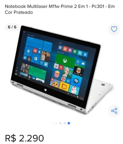 Notebook mini 2em1 vira tablet