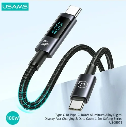 Cabo Usams 100W com Display 1,2M Lacrado TOP