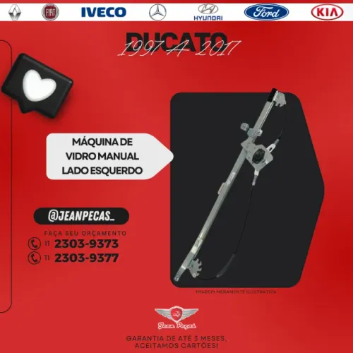 MAQUINA DE VIDRO MANUAL LADO ESQUERDO - FIAT DUCATO