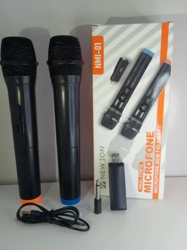 Microfone Sem Fio Duplo para karaokê 