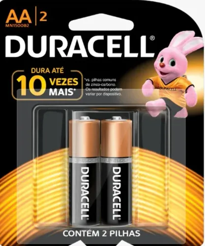 Pilha Alcalina AA Mn1500b2 Cartela C/2 - Duracell