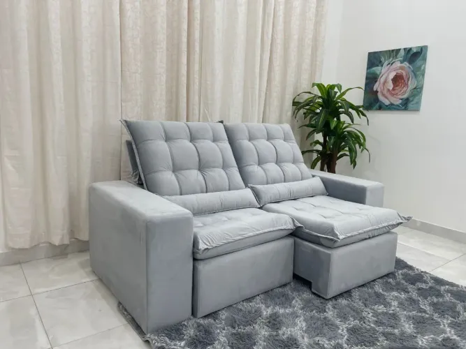 Sofá Retrátil Reclinável Small 2.00m - Prata l554