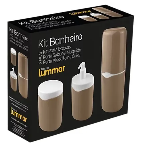 Kit Acessórios Lummar Para Banheiro 3 Peças