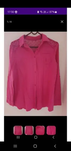 Camisa social algodão rosa