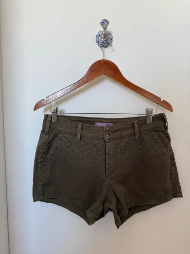 Shorts Feminino Verde com Detalhes Bordados