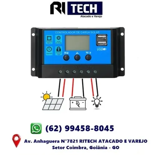 Controlador de Carga Solar 30A PWM KP-AD30A 12V/24V