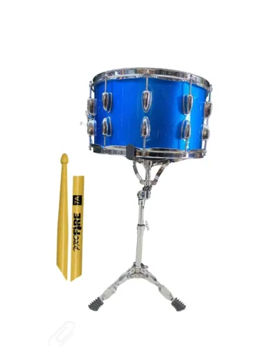 KIT-Caixa De Bateria 14x8 Phx 580 Azul Celeste C/ Estante + Baqueta 7a Pro Fire Spanking