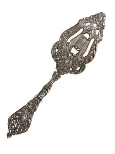 Antiga Pá Espátula De Bolo Torta Espessura Prata Floral