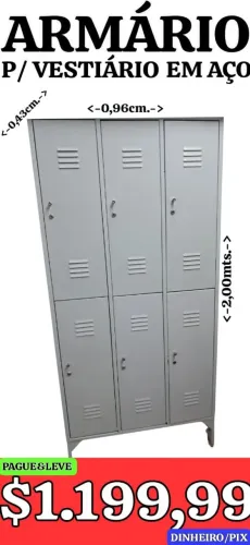 ARMÁRIO P/ VESTIÁRIO, LEIAM: