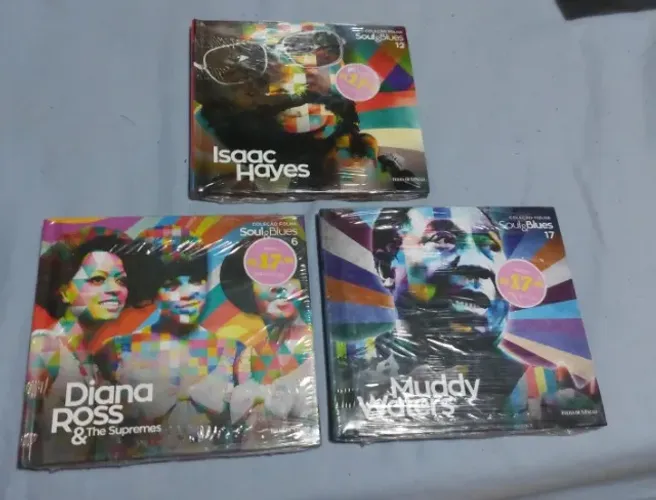 3 Boxes CDs Coleção Folha Soul & Blues - Diana Ross, Muddy Waters e Isaac Hayes - Lacrados