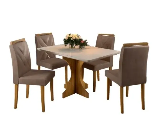 Mesa de Jantar Londres 1.20×0.80 Com 4 Cadeiras Avelã l43