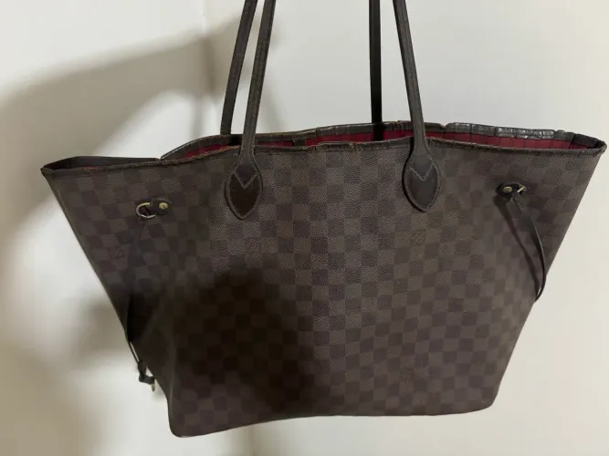BOLSA NEVERFULL DAMIER EBENE GM-LINHA FRANCESA MENOR PREÇO 