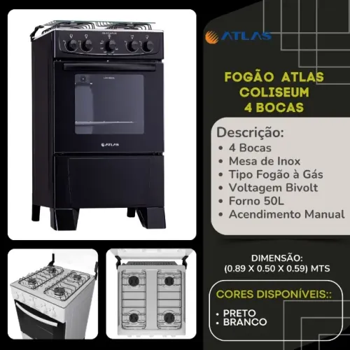 Fogão 4 Bocas Coliseum Novo 