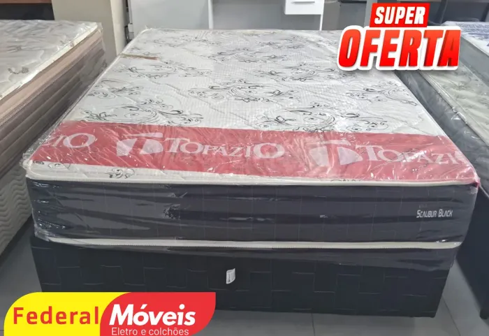 Cama Box Casal 1,38m Base e Colchão - Mega Promoção