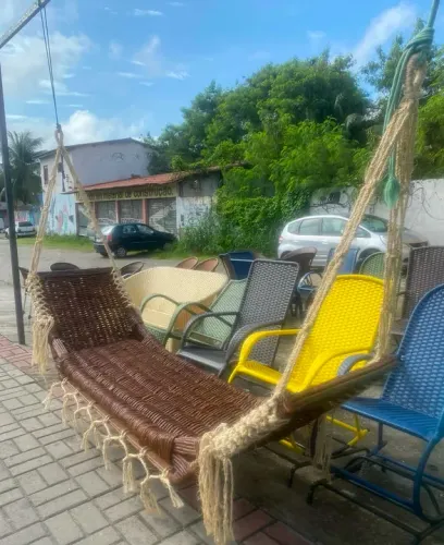Rede de descanso em cipó para varanda ou jardim