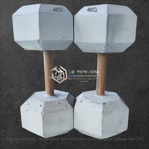 Halteres de concreto hexágono sextavados Par de 4kg Peso Maromba Raiz - Sua base de força 