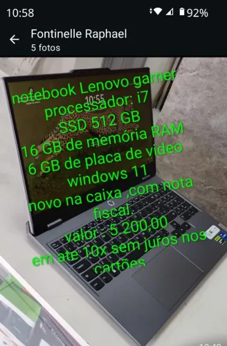 Notebook Lenovo Gamer 
