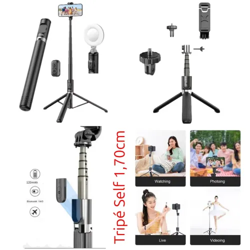 Tripé Selfie 1,70 Metros com Controle Remoto