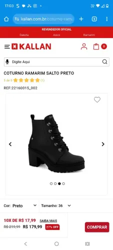 Coturno Ramarim Salto Preto - Original