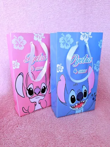 Stitch caixinhas e sacolinhas pra festa de aniversário
