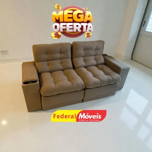 Sofá Retrátil e Retrátil 2,05m c/ USB e Porta Copos Embutidos Mega Oferta - Vários modelos