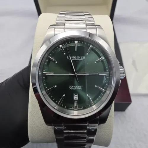 Relógio Longines Conquest Automático 41mm Verde Aço Masculino Premium Novo