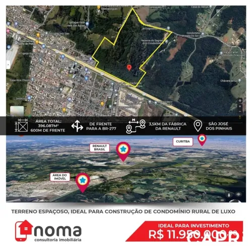 Área à venda, 396087 m² por R$ 11.950.000,00 - Borda Do Campo - São José dos Pinhais/PR