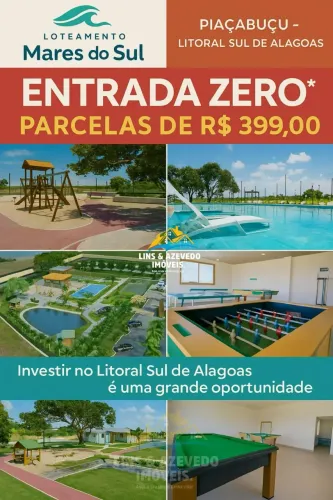 Lote à venda no MARES DO SUL RESIDENCE, PONTAL DO PEBA, Piaçabuçu, AL