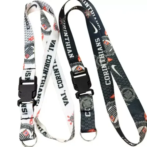 Kit 2 Uinidades -  Cordão Chaveiro Corinthians Com Engate Rápido 40cm tic tac