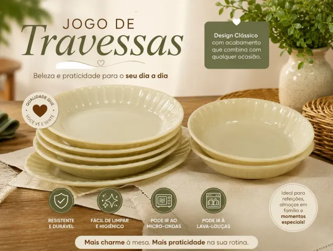 Jogo de travessas ovais clássicas