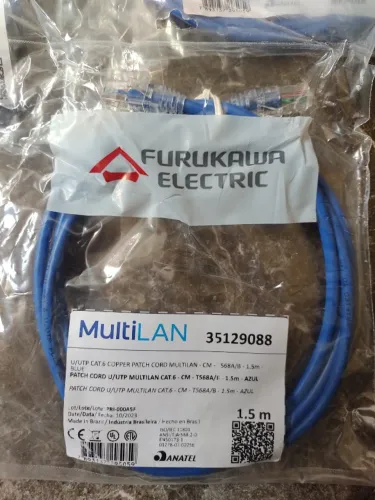Patch Cord Cat6 Giga Lan 1,5 Metros Azul Multilan Furukawa