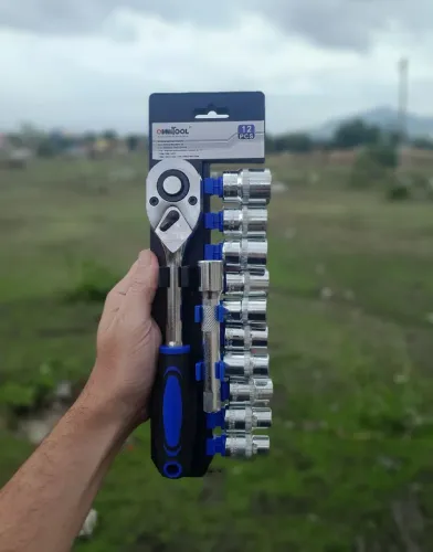 Kit ferramenta chave catraca 10 soquetes sextavados